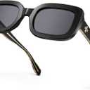 VISOONE Chunky Rectangle Sunglasses Women Men 90s Vintage Retro Accessories UV400 Protection Narrow Square Shades Harmony (Black)