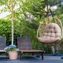 Thick Egg Chair Cushion Replacement, Button Tufted Outdoor Swing Chair Cushion with High Elasticity PP Cotton and Skin-Friendly Fabric, Hanging Cushion for Patio Porch Furniture (Only Cushion), 32x48in