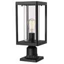 Beionxii Outdoor Post Lights, 20inch Large Modern Large Exterior Post Lantern Pillar Light with Pier Mount Base, Black Cast Aluminum w/Clear Cylinder Glass - A291P-1PK (NOT Solar, 110-120V AC)