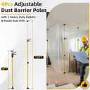 4 Pack 10FT Dust Barrier Poles, Spring Retractable Zipper Wall Poles for Dust Barriers System, Home & Construction, for Interior Decoration, Remodeling & Isolation Work