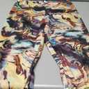 GORGLITTER Women's Marble Print Capri Leggings High Waisted Yoga Cropped Pants (Large, Multicolor)