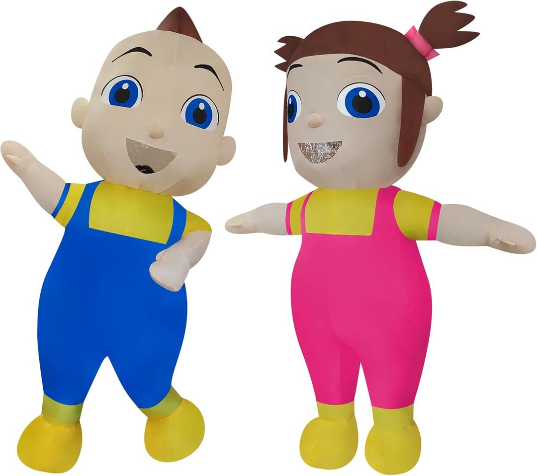 2 Packs Funny Inflatable Baby Boy and Baby Girl Costume Blow-up Suit for Adults Halloween Gender Reveal Party Baby Shower