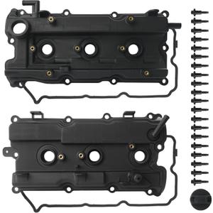 Engine Valve Cover Set with Bolts & Oil Cap & Gaskets & PCV Valve & Spark Plug Tube Seals Compatible with 2002-2009 Nissan Altima Murano Maxima Quest Infiniti I35 3.5L V6 Replace 264-984, 264-985