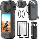 TQLGY Camera Accessories Kit for Insta360 X5, Insta 360 X5 Premium Glass Lens Guard, Silicone Protective Cover and Lens Cap, Tempered Glass Screen Protectors, Camera Case Bundle Kit