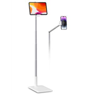 Viozon Tablet Floor Stand-Flexible Long Arm Tablet&Phone Holder,360 Angle Adjustable,Aluminum Alloy,Bedside,Sofaside,Desk,Compatible with 3.5-11 inches iPad,Kindle, iPhone 16 15 Plus/Pro Max -White
