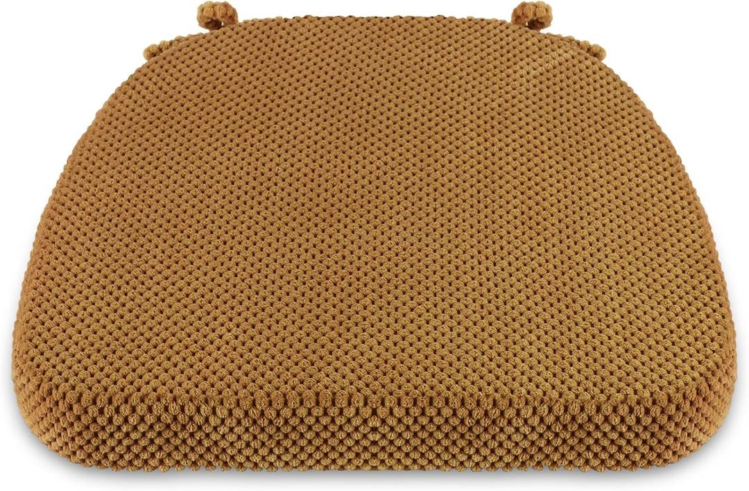 1 Pack Brown Chair Cushions with Tie Removable Cover, D-Shape Dining Kitchen Chair Seat Pads Non Slip 17"x16"