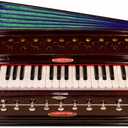 Harmonium Musical Instrument, Maharaja Musicals, 9 Stops, 3 1/2 Octave, Double Reed, Coupler, Dark Mahogany, 2024-25 Model, Standard, Padded Bag, A440 Tuned, Indian Sangeeta Harmonium - DC