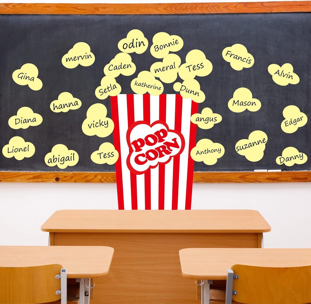 25 Pcs Various Popcorn Stickers Bulletin Board Self Stick Accents Adhesive Fake Decorations for Teacher Blackboard Chalkboard Wall Elementary Kindergarten Decor