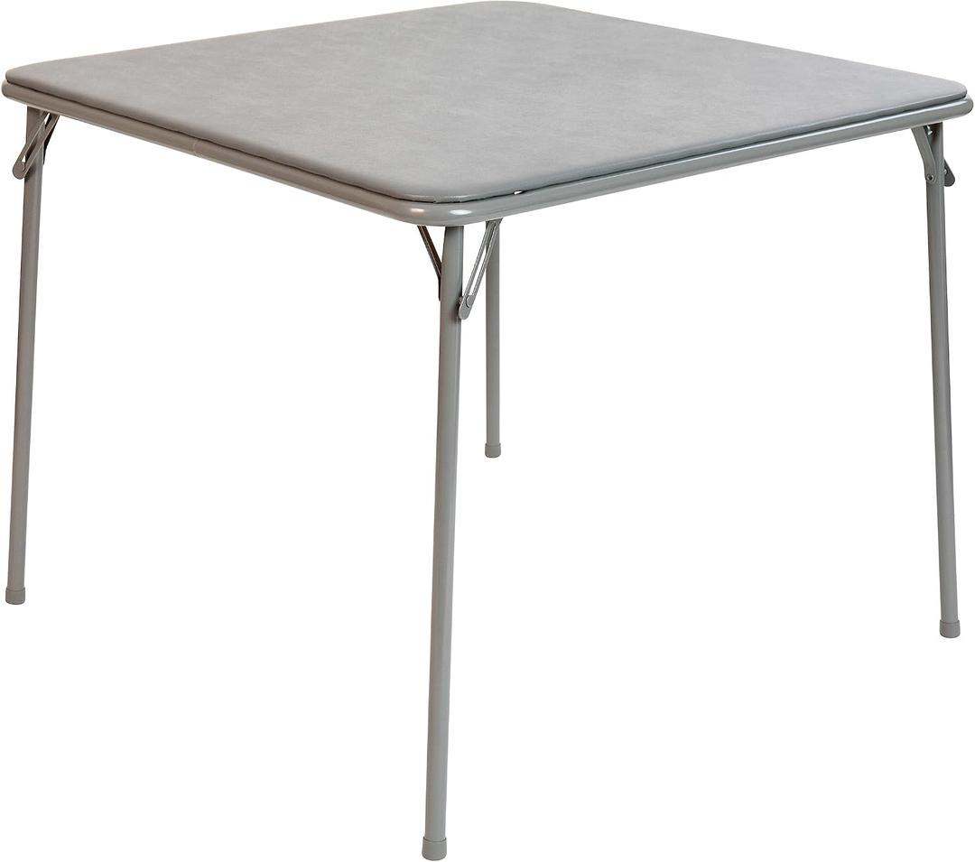 Flash Furniture Madelyn 33.5" Square Folding Multipurpose Card Table with Padded Vinyl Top, Portable Folding Game Table for 4 Players, Gray, 1 Piece Table