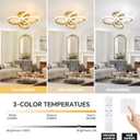 Modern Ceiling Light, 36W LED Dimmable Ceiling Light with Remote Control, Color Temperature Changing, Gold Small Chandelier for Bedroom, Entryway, Hallway, Kitchen