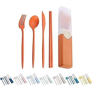 Nordic Style Cutlery Set Long Handle Frosted Heat Resistant Chopsticks Spoon Cutter Fork Dinner Set, 3 Pack
