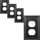 OKAWYC Single Duplex Outlet Cover Plate, 4- Pack Black Luca Metal Wall Plate 1 Gang, for Light Switch Cover, Receptacle Light Switch, Switch Cover Decorative Wallplate, Durable