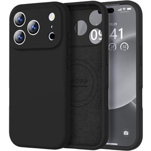 Vooii Magnetic for iPhone 17 Pro Case, Compatible with Magsafe (Premium Liquid Silicone) (Integrated Camera Control Button) Full Body Protective Anti-Scratch Microfiber Lining 6.3", Black