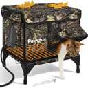 Weatherproof Heated Cat House for Outdoor in Winter, Heated Cat Bed Kitty Shelter with Cat Heating Pad, Insulated & Safe Escape Door, Warm House for Outside Stray Cat(Leaf Color, 12.6"x16.5"x16.9")