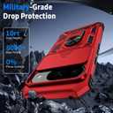 for Google Pixel 9 Pro XL Case with Camera Lens Cover, HD Screen Protector, 10 FT Military Grade Drop Protection, Magnetic Ring Holder Kickstand Protective Phone Case, Red