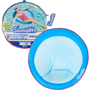 SwimWays Spring Float Premium Papasan Pool Lounger, Inflatable Pool Floats Adult with Fast Inflation for Ages 15 & Up (Papasan Blue (New Version))