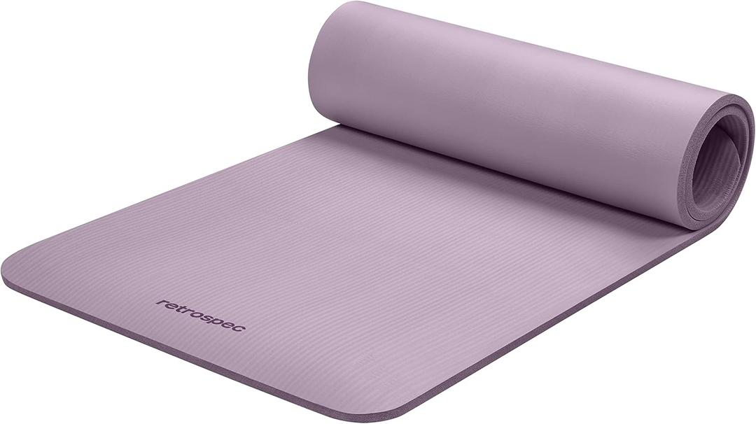 Retrospec Solana Yoga Mat Thick 1/2in Non-Slip Workout Mat with Nylon Strap - 72x24in Exercise Mat for Pilates, Stretching & Fitness - BPA Free, Easy Clean (Violet Haze)