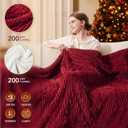 Homemate Heated Blanket Electric Red Throw - 50"x60" Heating Blanket Throw 1/2/4/6/8 Hours Auto-Off 10 Heat Levels Over-Heat Protection Soft Flannel Sherpa ETL Certification 