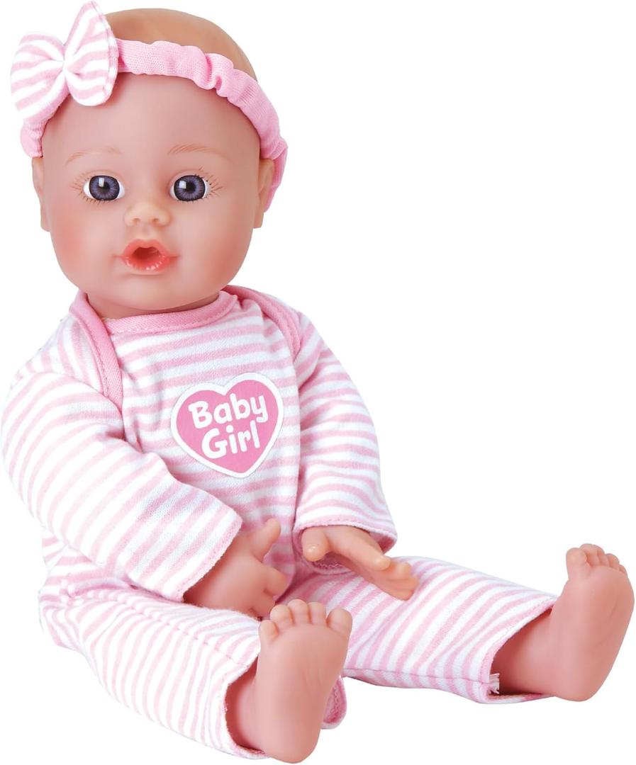 Adora Sweet Baby - 11 Soft & Cuddly Baby Doll, Realistic Features, Gentle Scent, Machine Washable, Lightweight & Easy to Hold | Adorable Playmate (Baby Girl) (Pink/ White Stripes)