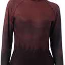 Women's Slim Fit Turtleneck Performance Base Layer - Mountain & Forest Print, Moisture-Wicking Long Sleeve Top (L)