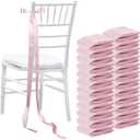 24 Pcs Wedding Bows Aisle Decorations Satin Bows for Chairs Decorative Ribbons Sashes for Pew Back Elegant Ceremony Ribbons for Wedding Background Aisle Decor (Pink)