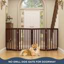 Homykic Bamboo Freestanding Dog Gate, No Assembly Pet Gate Indoor, 24H x 75W Extra Wide Foldable Puppy Fence with Support Feet for the House, Doorways Stairs, 4 Panels, No Drilling, Espresso