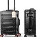 UrbanExplorer All Aluminum 24 Inch Check In Luggage Hard Shell Suitcases with Spinner Wheels and TSA Lock, Large Zipperless Luggage for Travel, Black