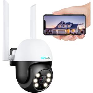 Security Camera Outdoor, Pan Tilt Dome WiFi IP Camera with Auto Tracking, 1080P Color Night Vision, 2-Way Audio, Humanoid Detection, Waterproof, 24/7 Recording, SD Card Storage, Remote Access