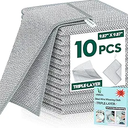 10 Pcs New Upgraded 3 Layers Non Scratch Wire Dishcloth, Multipurpose Wire Dishwashing Rags, Wet & Dry for Cookware, Sinks, Dishes, Stoves & Fireplaces (7.87 x 7.87-12pcs)