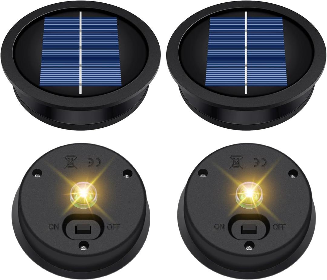 4 Pack Solar Light Replacement Top, Solar Panel for Outdoor Lights (Top 3.23 Inch, Bottom 2.83 Inch), Waterproof Led Replacement Parts for Yard Garden Decor and DIY Outdoor Lanterns