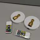 LED Spotlight, Battery Powered Picture Lights, Uplighting Indoor, Puck Lights with Remote, Stick Spot Light for Wall Display Picture Dartboard Painting Artwork Accent-2pcs (White Gold)