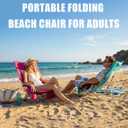 KingCamp Low Beach Chair, High Back Folding Camping Chair for Adults, Oversized Breathable Mesh Seat, 300lbs Heavy Duty Portable Chair with Cup Holder & Storage Pockets for Beach, Outdoor