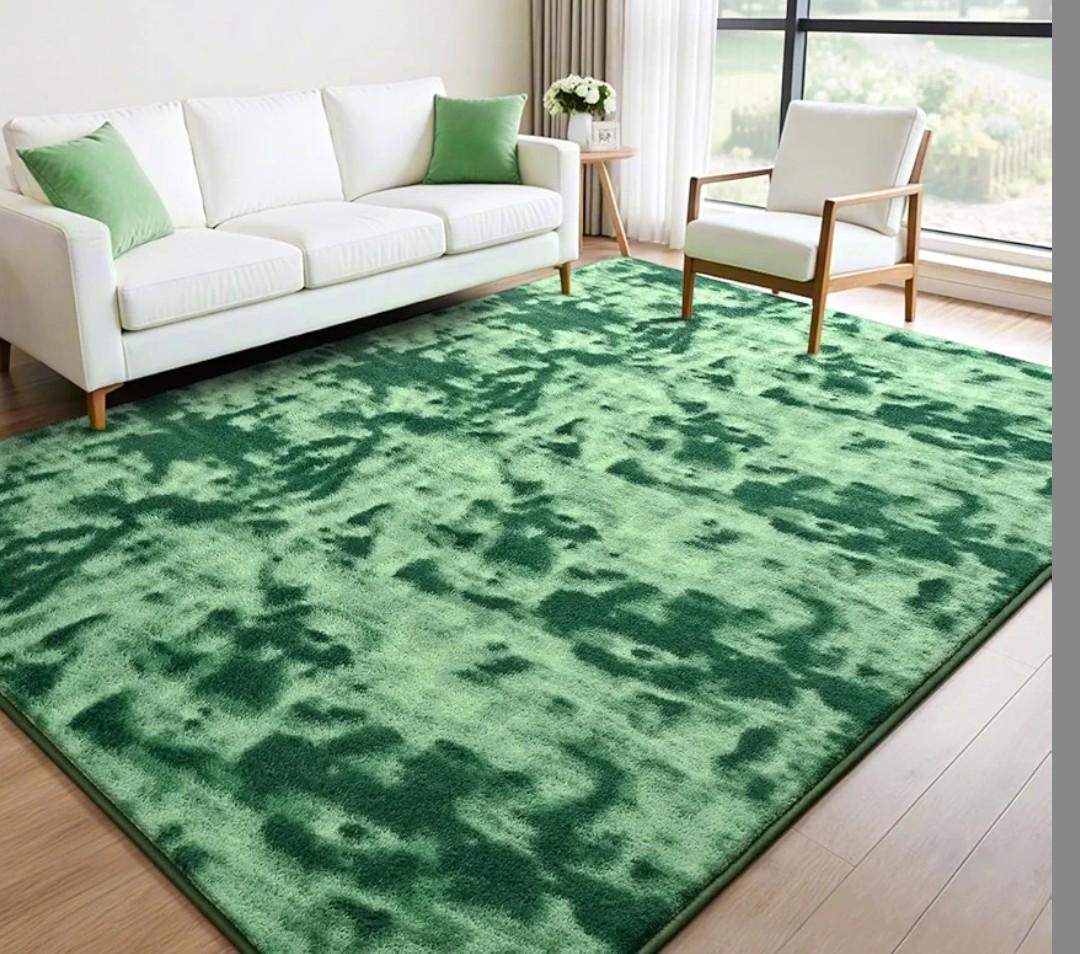 Lascpt 7x10 Area Rugs for Living Room,Soft Tie-Dyed Green Rug with Thicken Memory Foam, Large Carpet for Bedroom,Abstract Throw Rug for Girls Women Boys Kids Nursery Room Decor