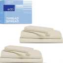 THREAD SPREAD 2-Pack King Size Sheets Set - 400 Thread Count 100% Cotton Sateen Weave - Extra Soft, Breathable, Hotel Quality Cooling Sheets, 2 Sets of King Size Deep Pocket Bed Sheets (Ivory)