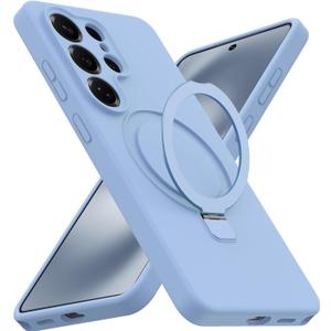 SKYLMW Compatible with Samsung Galaxy S26 Ultra Case with Magnetic Invisible Stand [Compatible with Mag-Safe][Full Camera Protection] Silicone S26 Ultra Case for Women Men 6.9'', Blue