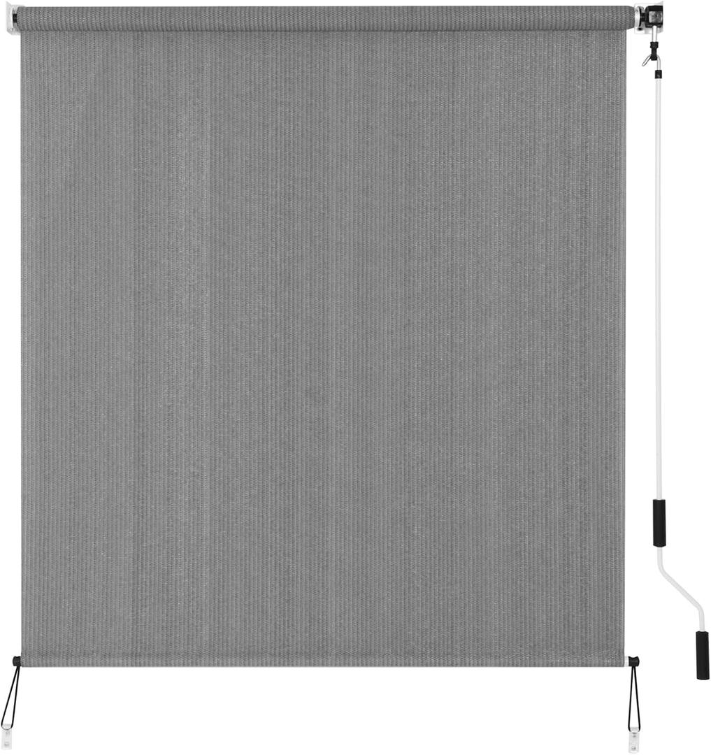 Outdoor Sunshade Roller Shade 5'W x 6'H (60" Wx72 H), Exterior Cordless Roll Up Shades Blinds, UV Protection Shade Cloth with Crank Operation for Outside Windows Patio Porch Gazebo, Dark Grey