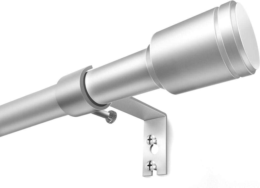 5/8 Diameter Curtain Rods 30-60 Inch, for 30-54 Inch Windows, Adjustable Splicing Silver Curtain Rods for Windows with Brackets, Window Treatment Rod Long Small Curtains Rod, 2 Pack