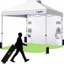 GVDV 10x10 Pop Up Canopy Tent with Pocket Sidewall, Beach Tent with One Push Setup, Outdoor Sun Shade for Events, Parties, Camping - Gazebo with Wheelbag and 4 Weight Bags, White, CP23