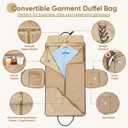 Convertible Garment Bag for Travel, Carry on Garment Duffel Bags with Shoe Pouch Weekender Bag for Men Women 2 in 1 Hanging Suitcase Suit for Business Trip, Vacation (Beige)