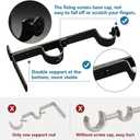 Curtain Rod Bracket, Double Heavy Duty Curtain Rod Hooks 1 Inch Black Curtain Rod Holders Hangers for Wall, 6 Pack Drapery Rods Support Brackets for Drape Poles