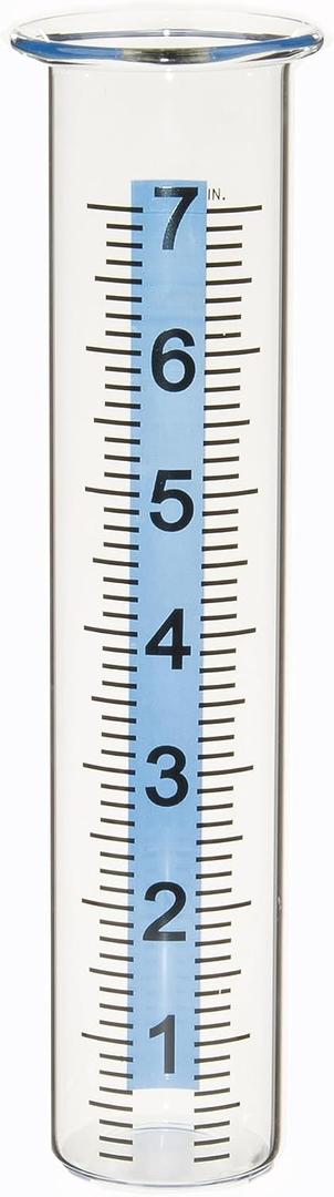 7" Capacity Rain Gauge Glass Replacement Tube with Lid Design for Yard Garden Outdoor Home (01)