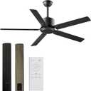Obabala Ceiling Fans With Remote 42 Inch Black Ceiling Fan No Light 6 Speeds Reversible Timing Noiseless Modern Ceiling Fan Without Lights For Bedroom Kitchen Indoor Outdoor (Black), Small-42"