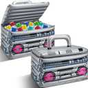 Cunhill 2 Pieces Inflatable Boom Box Beverage Cooler Summer 80s 90s Theme Party Decorations Inflatable Cooler Radio Blow up Boom Box Birthday Drink Favors for Retro Nightclub Party Hip Hop Supplies
