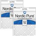 Nordic Pure 14x24x1 Pleated Ultra MERV 16 AC Furnace Air Filters 2 Pack | Actual Size: 13 3/4 x 23 3/4 x 3/4 Made in USA, Pro Strength HVAC Filtration, Fine Particles, Dust, Pollen & Pet Dander