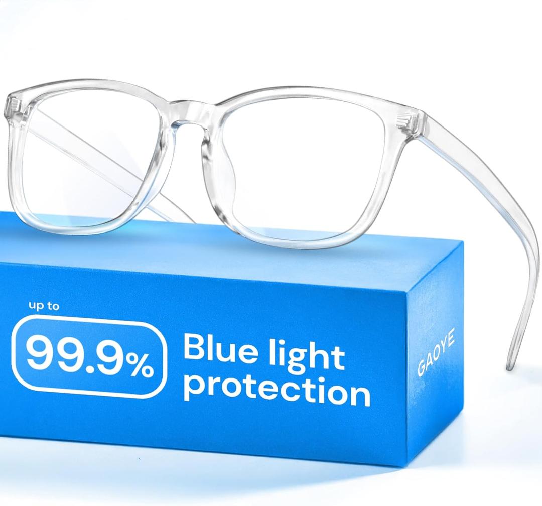 Gaoye Blue Light Blocking Glasses - Anti UV Ray Computer Gaming Glasses, Blue Blockers Glasses For Women/Men (Medium, **Clear)