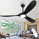 60 Inch Outdoor Ceiling Fans with Lights and Remote, 3 Blades Wood Black Propeller Rustic Ceiling Fans, Quiet Noiseless DC Motor for Farmhouse,Living Room,Bedroom,Indoor