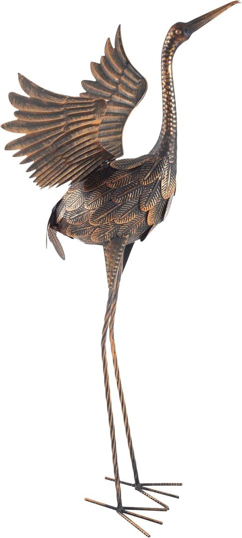 Pure Garden Flying Crane Garden Statue - 35-Inch-Tall Metal Yard Art Crane Statues for Outdoor Decor - Yard Crane Garden Sculptures & Figurines - Lawn Ornaments for Patio, Pond, or Backyard