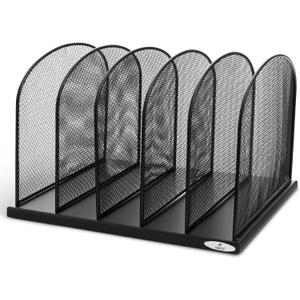 Safco Onyx Desk Organizer, 5 Tiered Vertical Compartments, Office and Classroom Mailbox , Paper and Mail Sorter, Steel Mesh, Black
