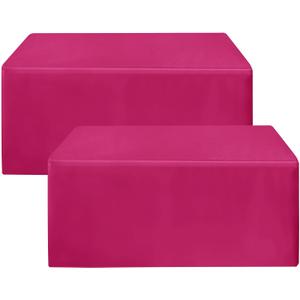 HolidayIdeas Fuchsia/Hot Pink Fitted Table Covers - 96 x 30 Inch - 2 Pack Rectangle Tablecloths for 8 Foot Tables, Polyester Fabric Tablecloth for Parties, Baby Shower, Trade Show