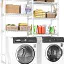 ULIFHOME U15 Over Washer and Dryer Storage Shelves, Laundry Above Washer Dryer Storage Rack Space Saver, 6-Tier Wire Shelf with 4 Hooks for Organization, 63.4"W x 17.3"D x 76.4"H, Holds 568lbs, White
